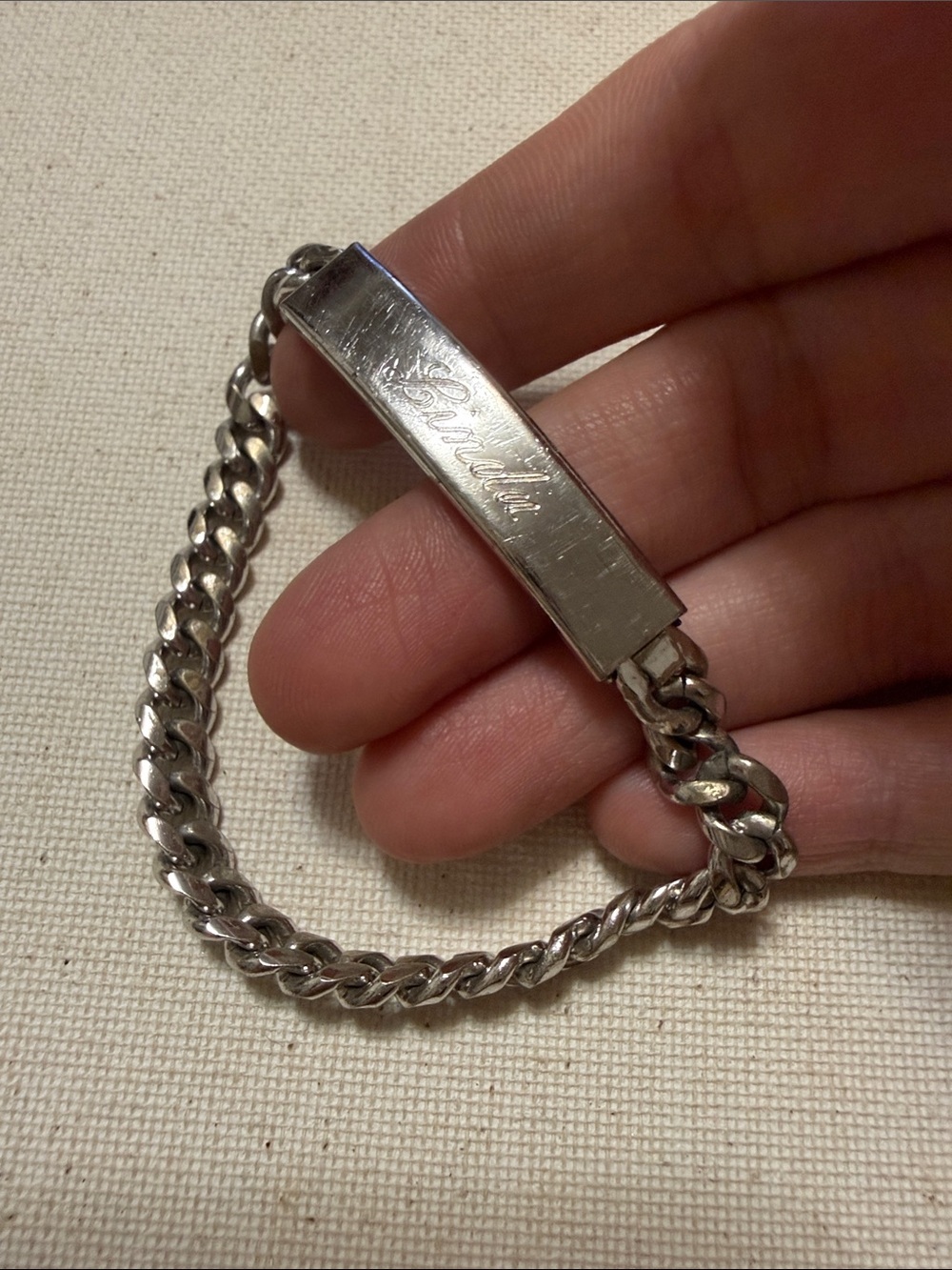 Nickel silver engraved Curb Bracelet size 6.5 inch long